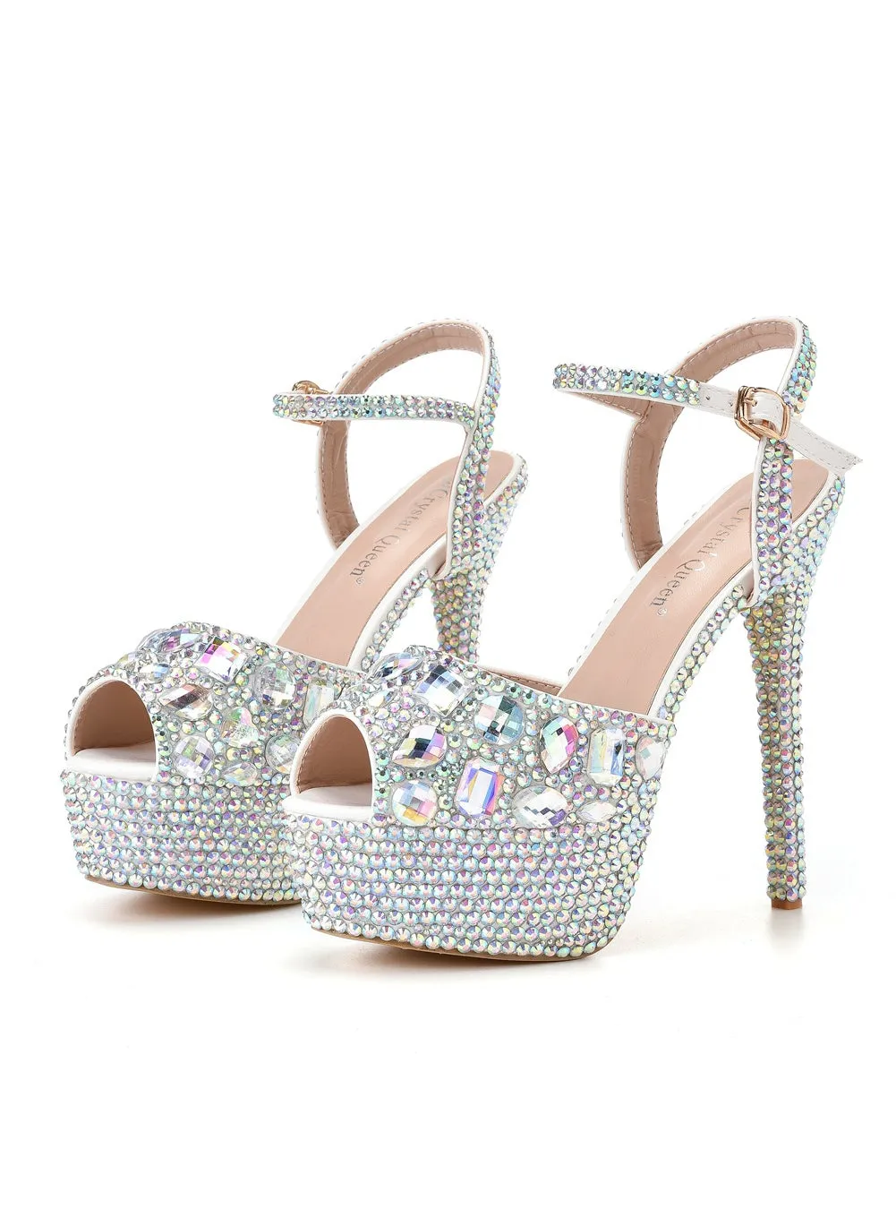 14cm Fishmouth Stiletto Rhinestone Wedding Shoes