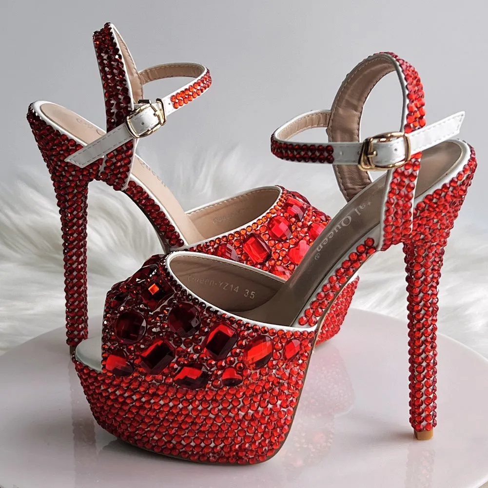 14cm Fishmouth Stiletto Rhinestone Wedding Shoes