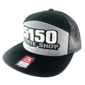 5150 Skate Shop #B2 Flat Bill Grey Mesh Back White/Black/Silver Hat