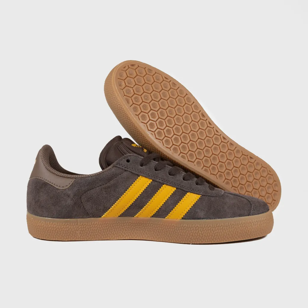 Adidas Skateboarding - Gazelle ADV Shoes - Dark Brown / Preloved Yellow / Earth Strata