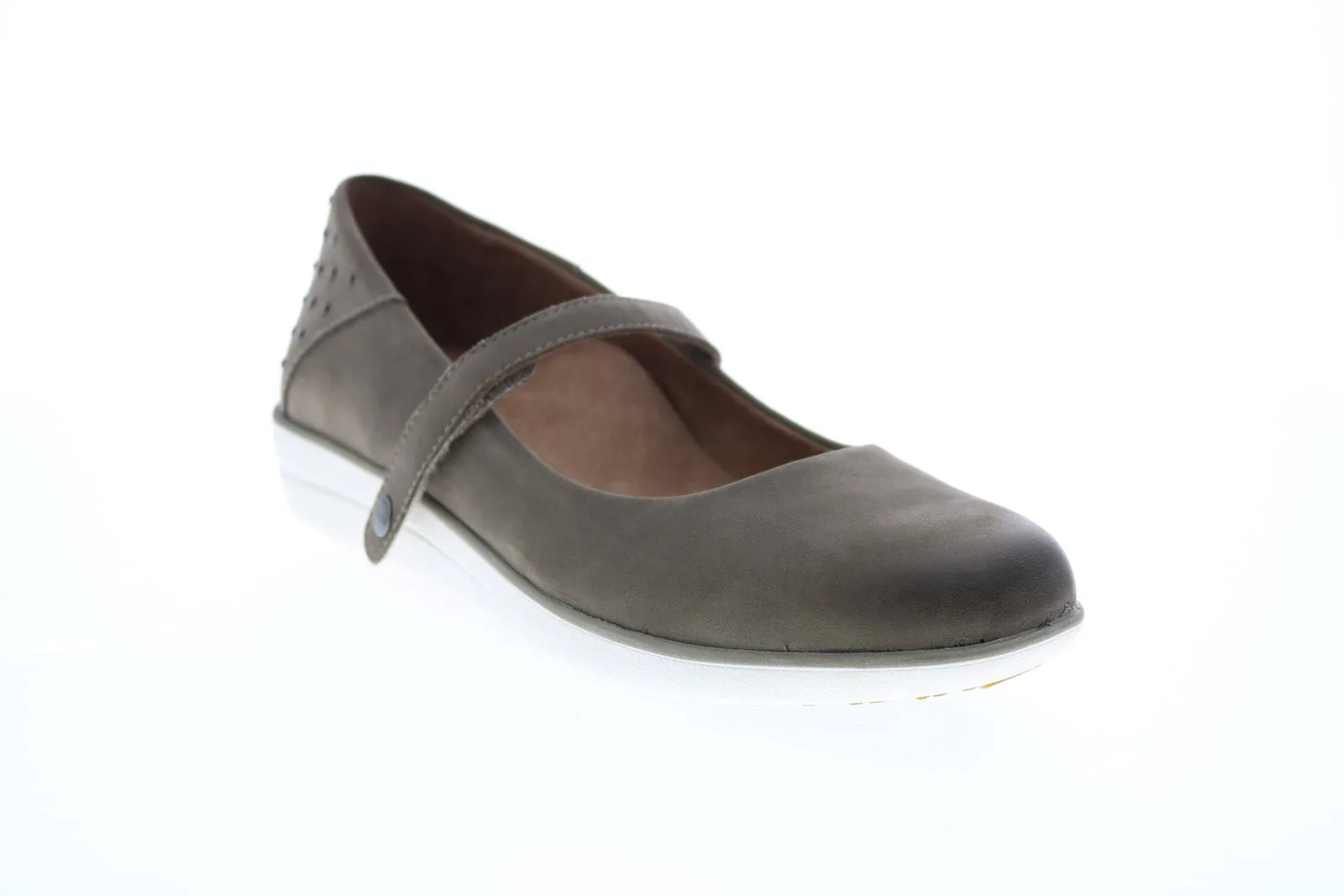 Aetrex Sonia CS206 Womens Gray Leather Slip On Mary Jane Flats Shoes