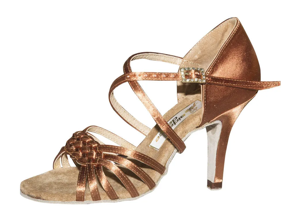 Aida Dance, 80E, Dark Tan Satin, 3” Slim Heel