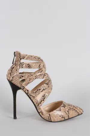 Anne Michelle Nexus Cage Pointy Toe Snake Pump