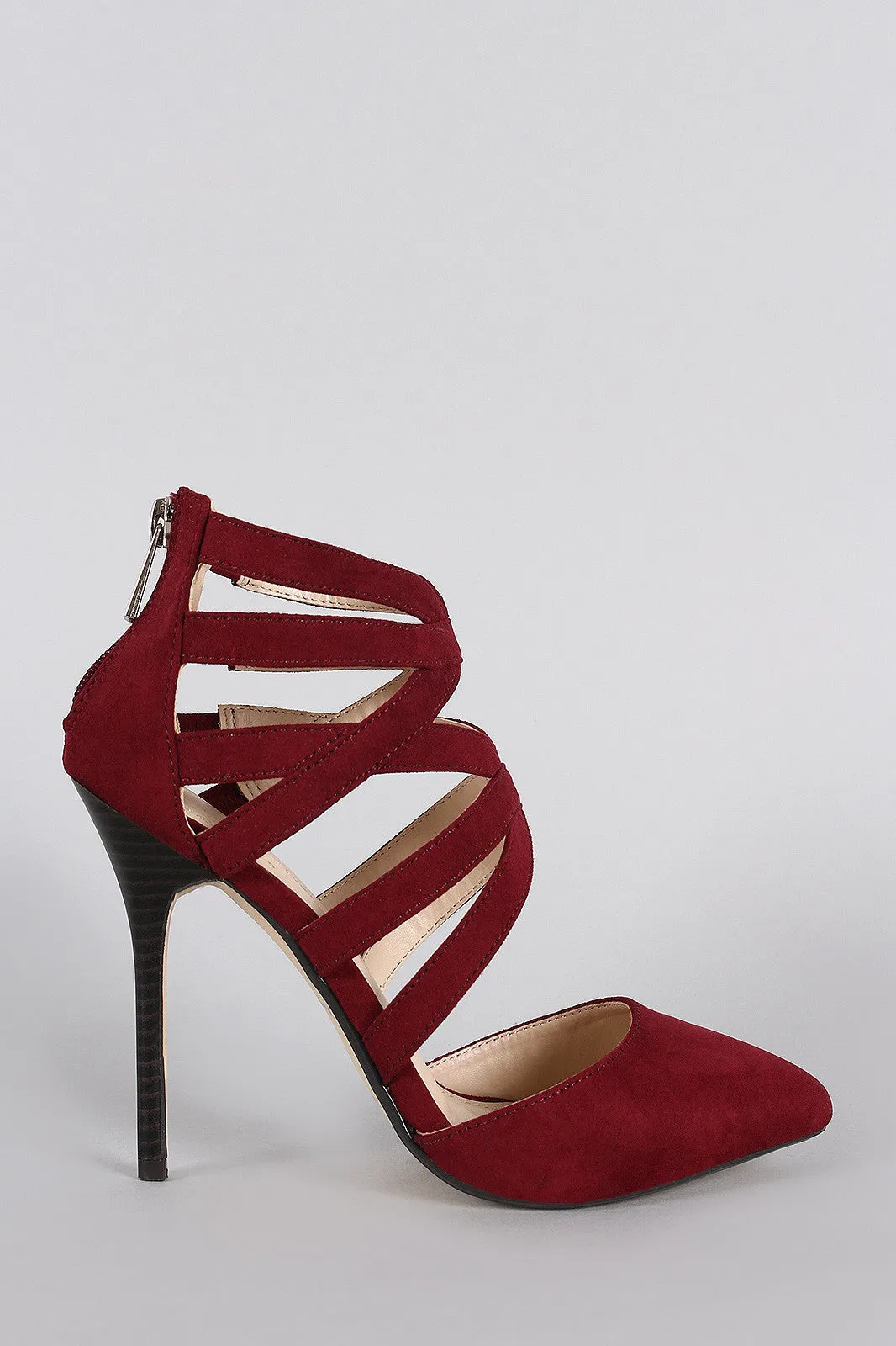 Anne Michelle Nexus Cage Pointy Toe Suede Pump