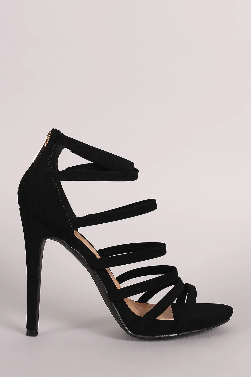 Anne Michelle Nubuck Strappy Ladder Up Stiletto Heel