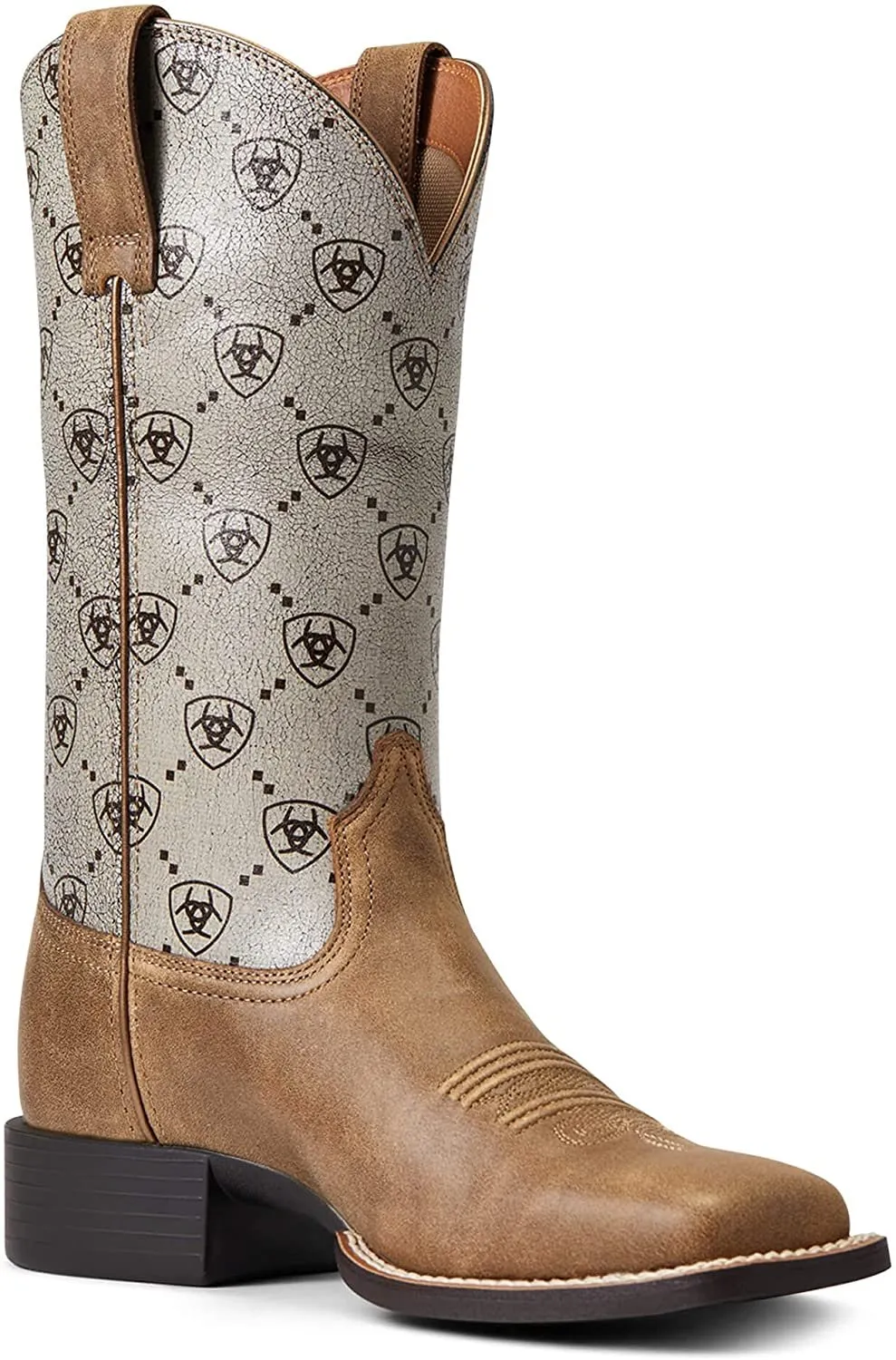 Ariat Women's Round Up Wide Square Toe Western Boot, Brown Bomber