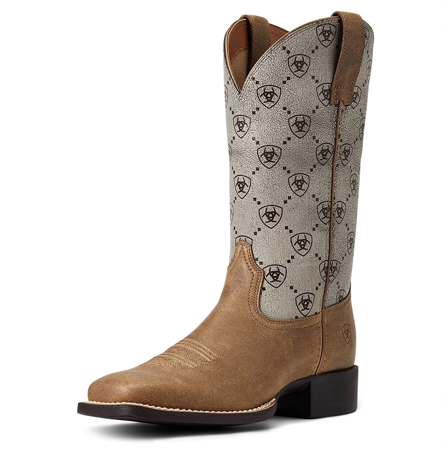 Ariat Women's Round Up Wide Square Toe Western Boot, Brown Bomber