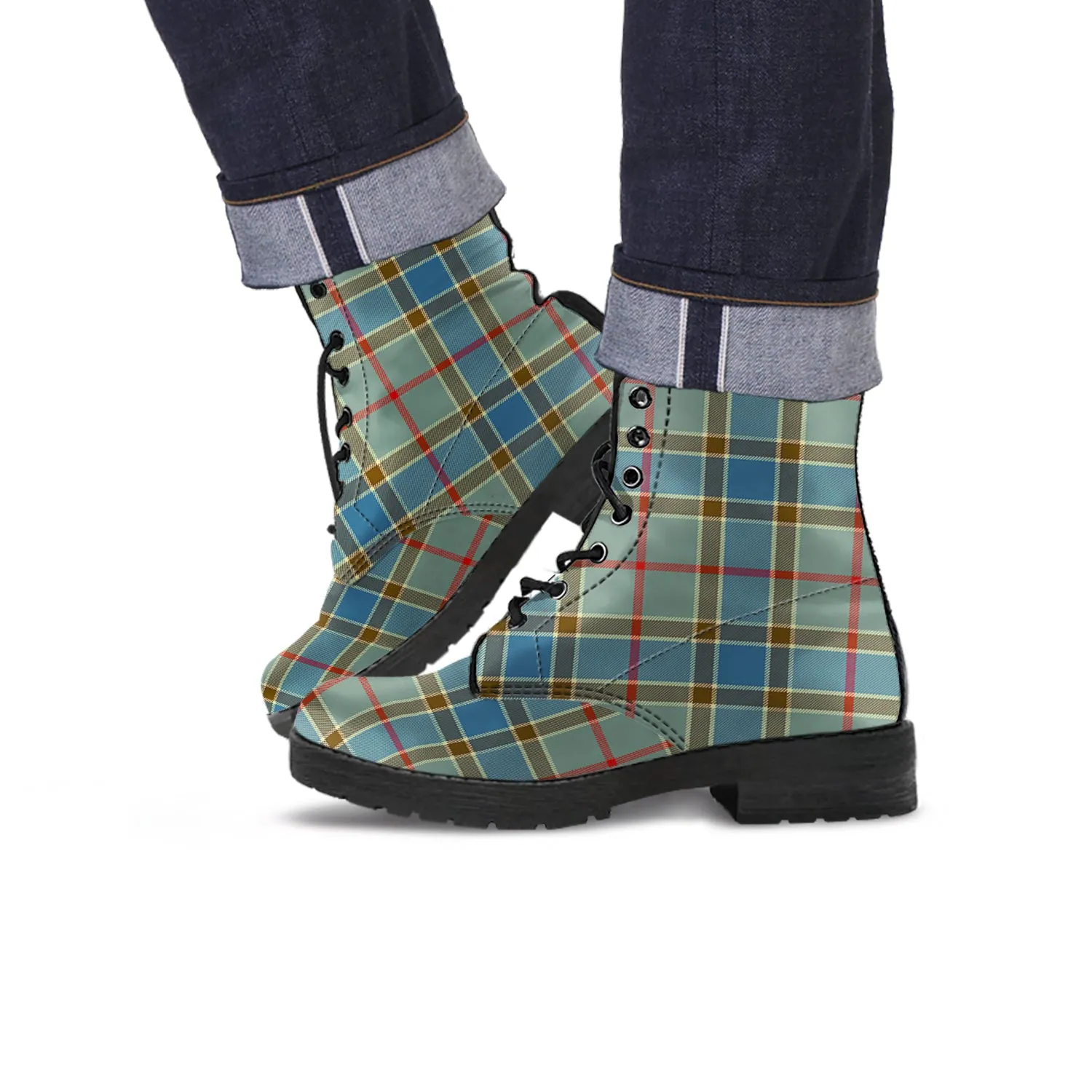 Balfour Blue Tartan Leather Boots