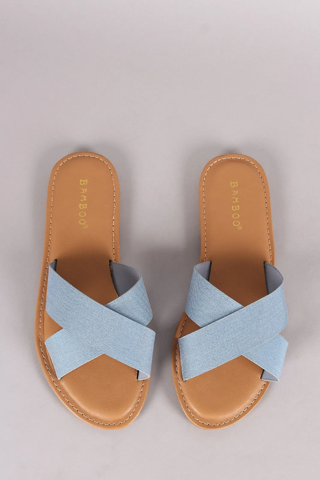 Bamboo Denim Crisscross Slide Sandal