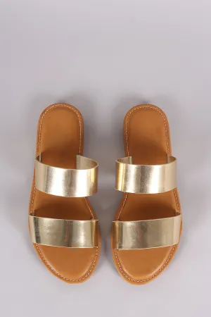 Bamboo Patent Double Band Slide Sandal