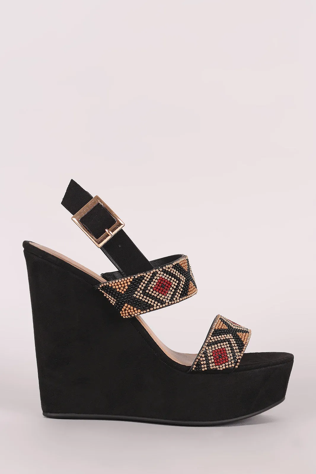 Bamboo Suede Tribal Beads Wedge