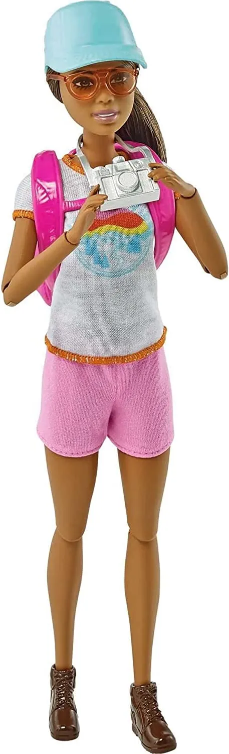 Barbie Wellness Doll Playset with Brunette Doll with Puppy, Barbie Sets, Hiking Day, Self-Care Series, Backpack Pet Carrier, Camera and More for Kids Ages 3 