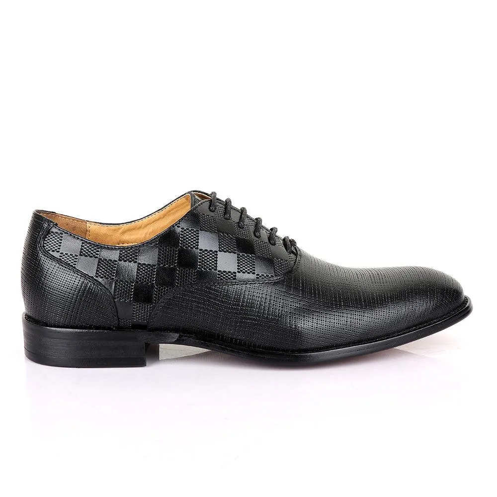 Berluti Half CheckBoard Oxford Black Leather Shoe