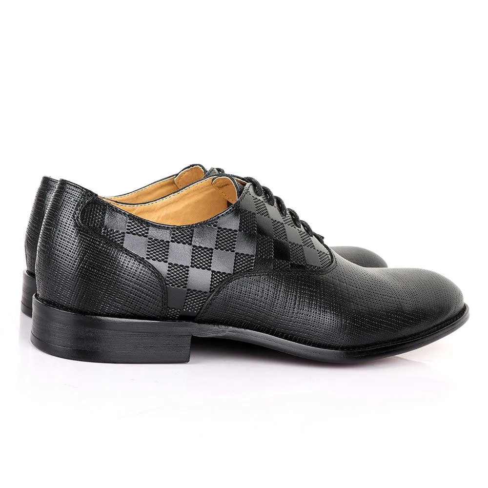 Berluti Half CheckBoard Oxford Black Leather Shoe