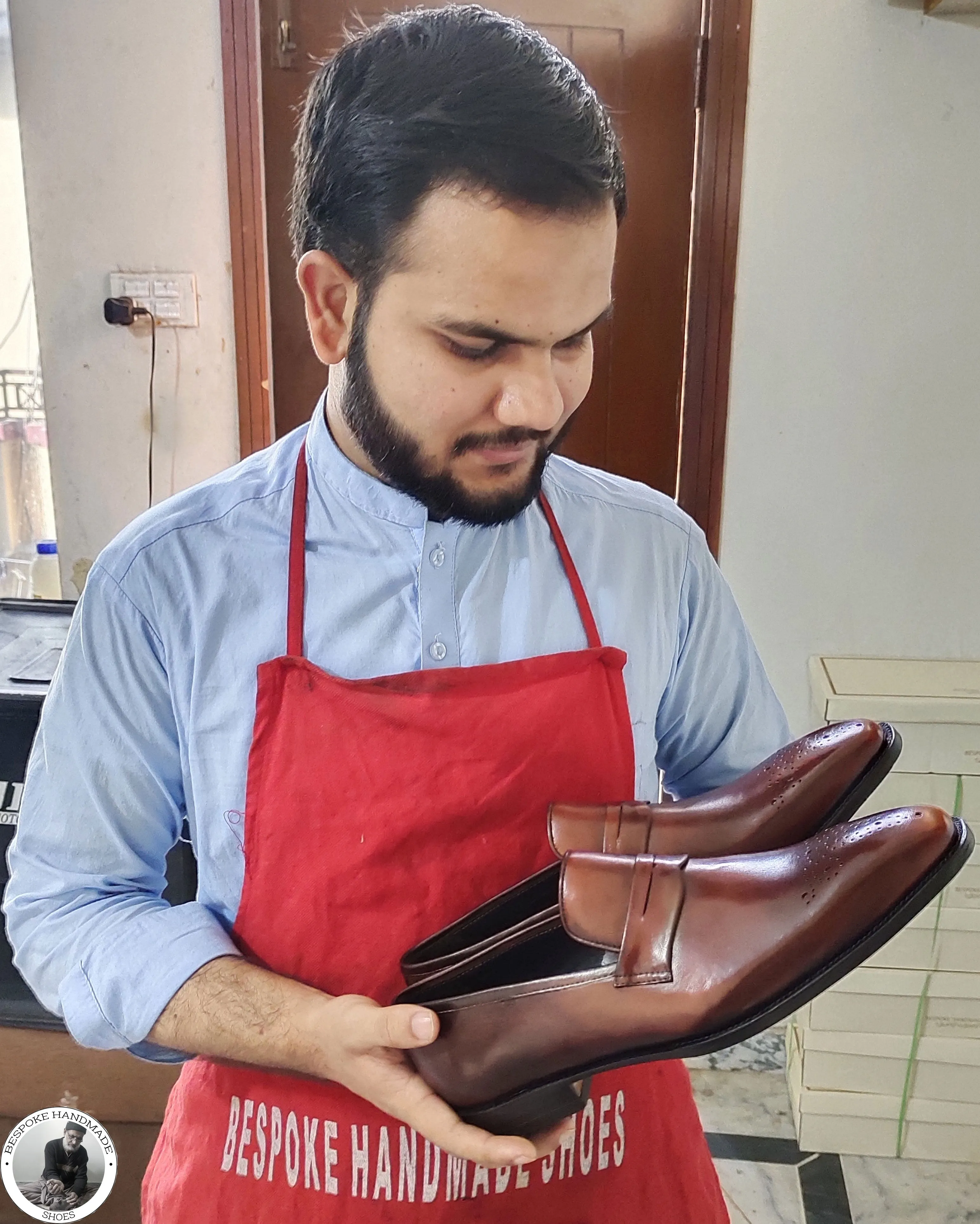 Bespoke Men's Handmade Custom Brown Leather Whole Cut Brogue Shoes