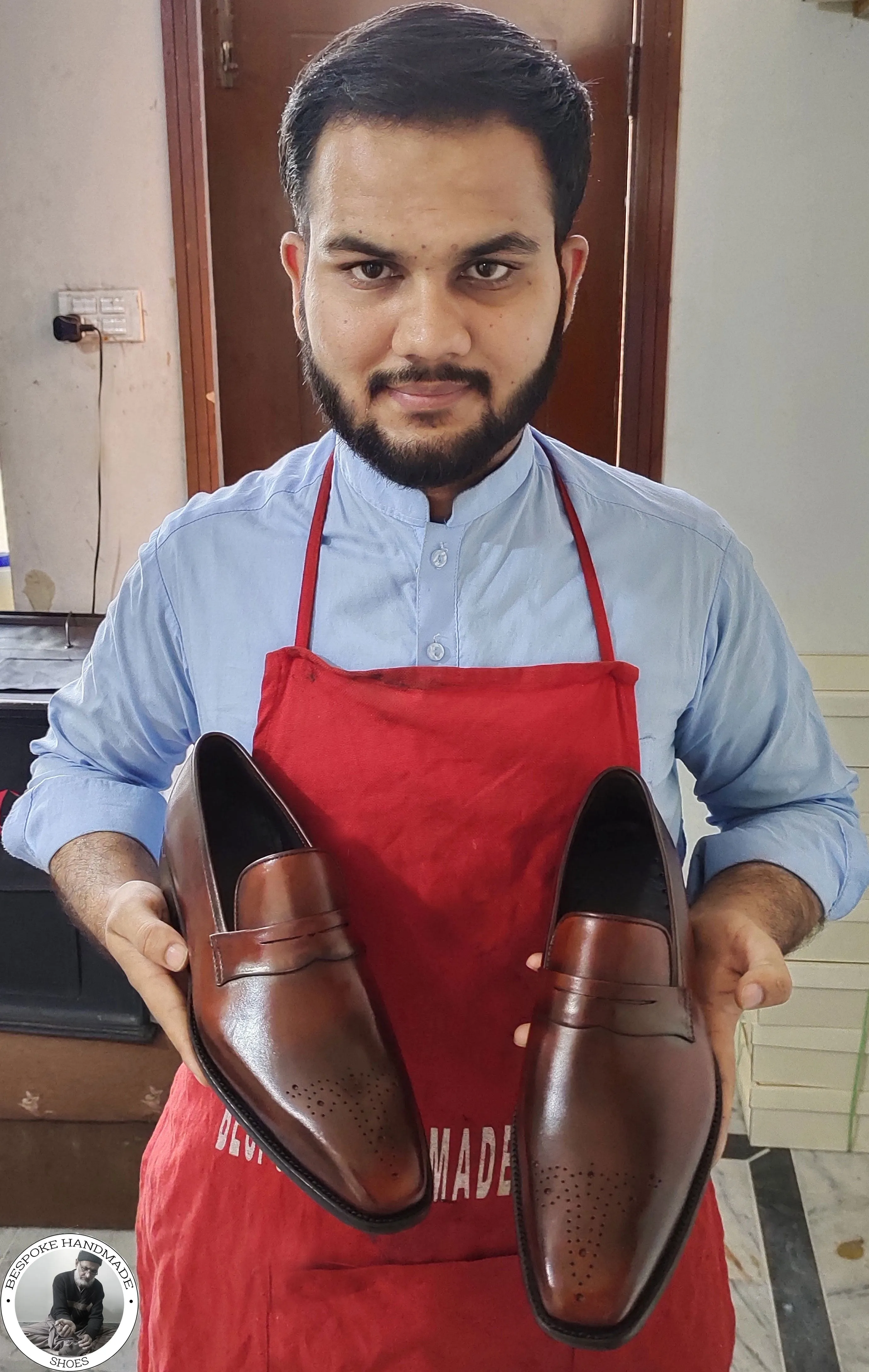 Bespoke Men's Handmade Custom Brown Leather Whole Cut Brogue Shoes