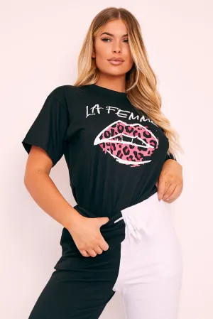 Black La Femme Pink Lip T-shirt - Hatley