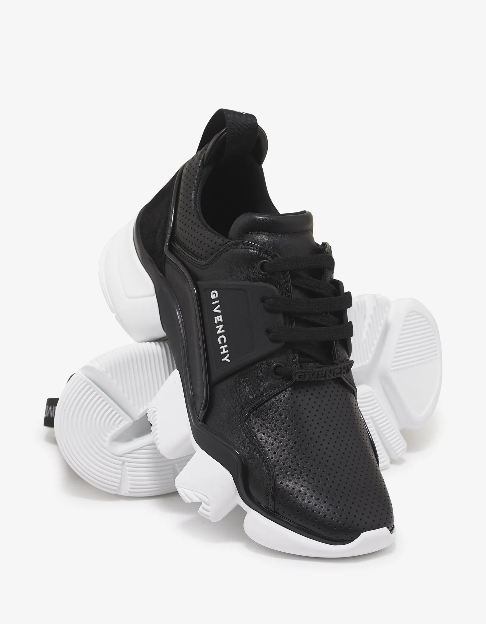 Black Leather Jaw Trainers