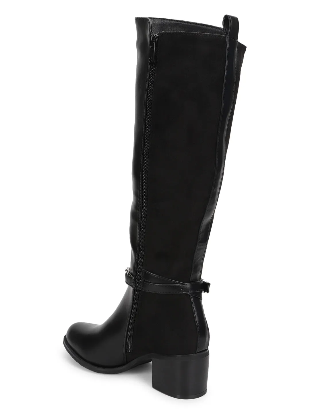 Black PU Block Long Boots (TC-1025-131-BLK)