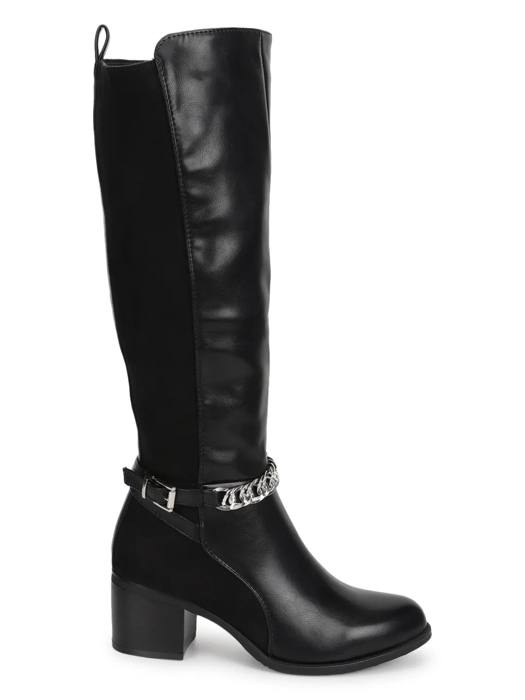 Black PU Block Long Boots (TC-1025-131-BLK)