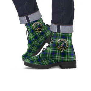 Blackadder Tartan Leather Boots with Family Crest