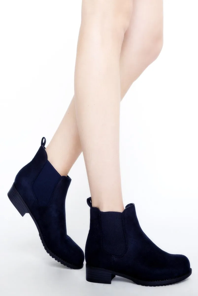 Blue Suede Low Ankle Chelsea Boots - Hope