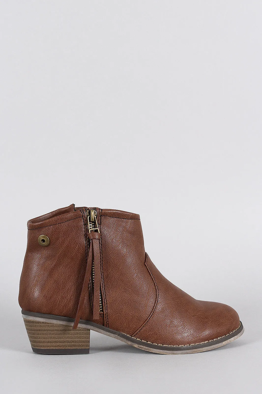 Breckelle Zipper Round Toe Cowgirl Ankle Boots