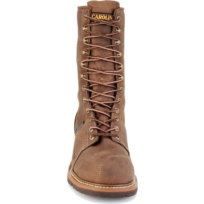 Carolina Men's Linesman 10" Soft Toe WP Slip Resist Work Boot -Brown- CA904