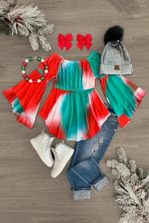 Christmas Tie Dye Tunic Top