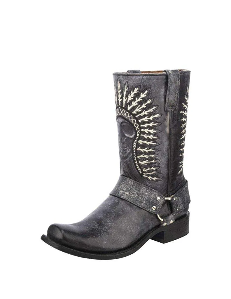 Corral Men's Shaded Skull Harness Square Toe Boot - A3097