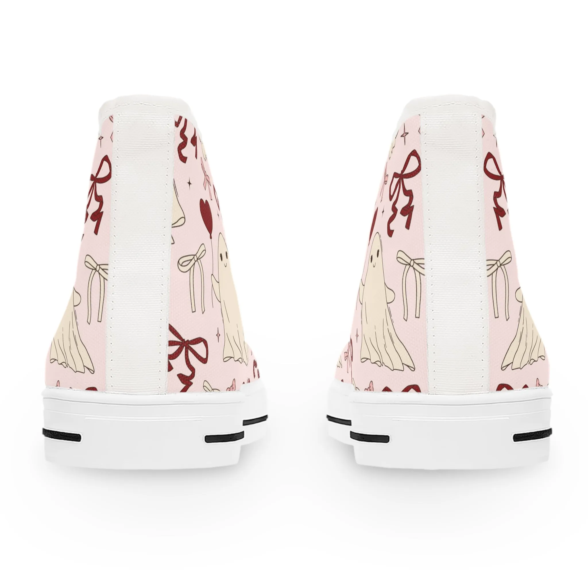 Cute Ghost Pink Background Women's High Top Sneakers