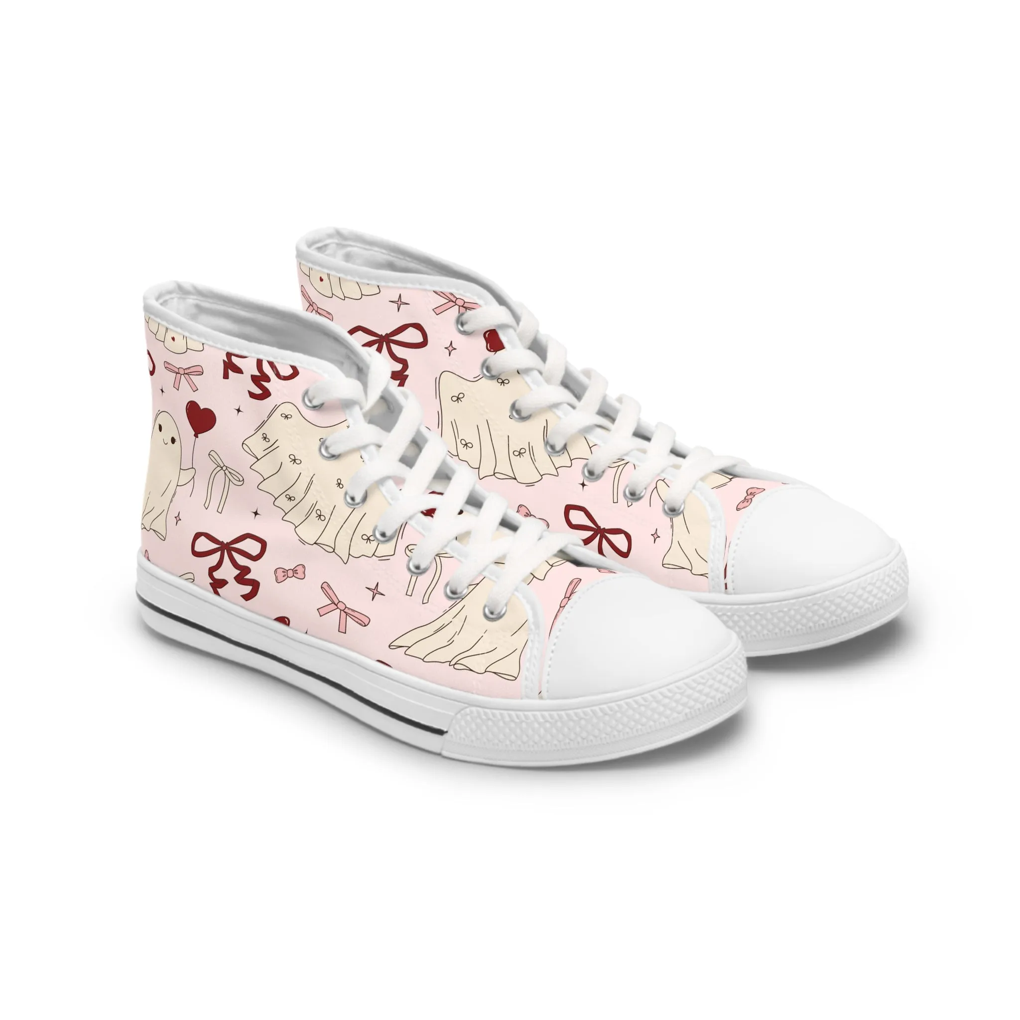 Cute Ghost Pink Background Women's High Top Sneakers