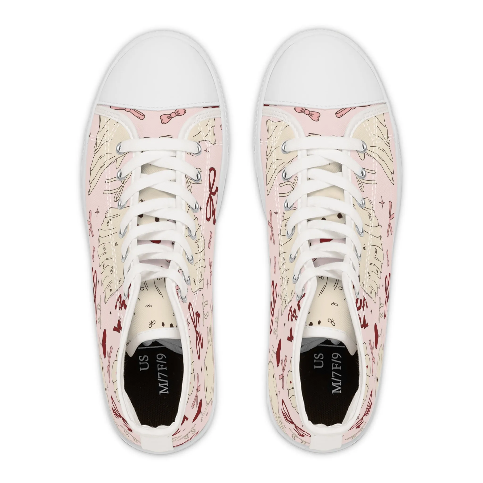 Cute Ghost Pink Background Women's High Top Sneakers