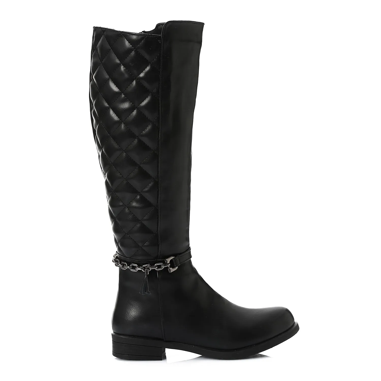 Daisy Street harness knee boots in black