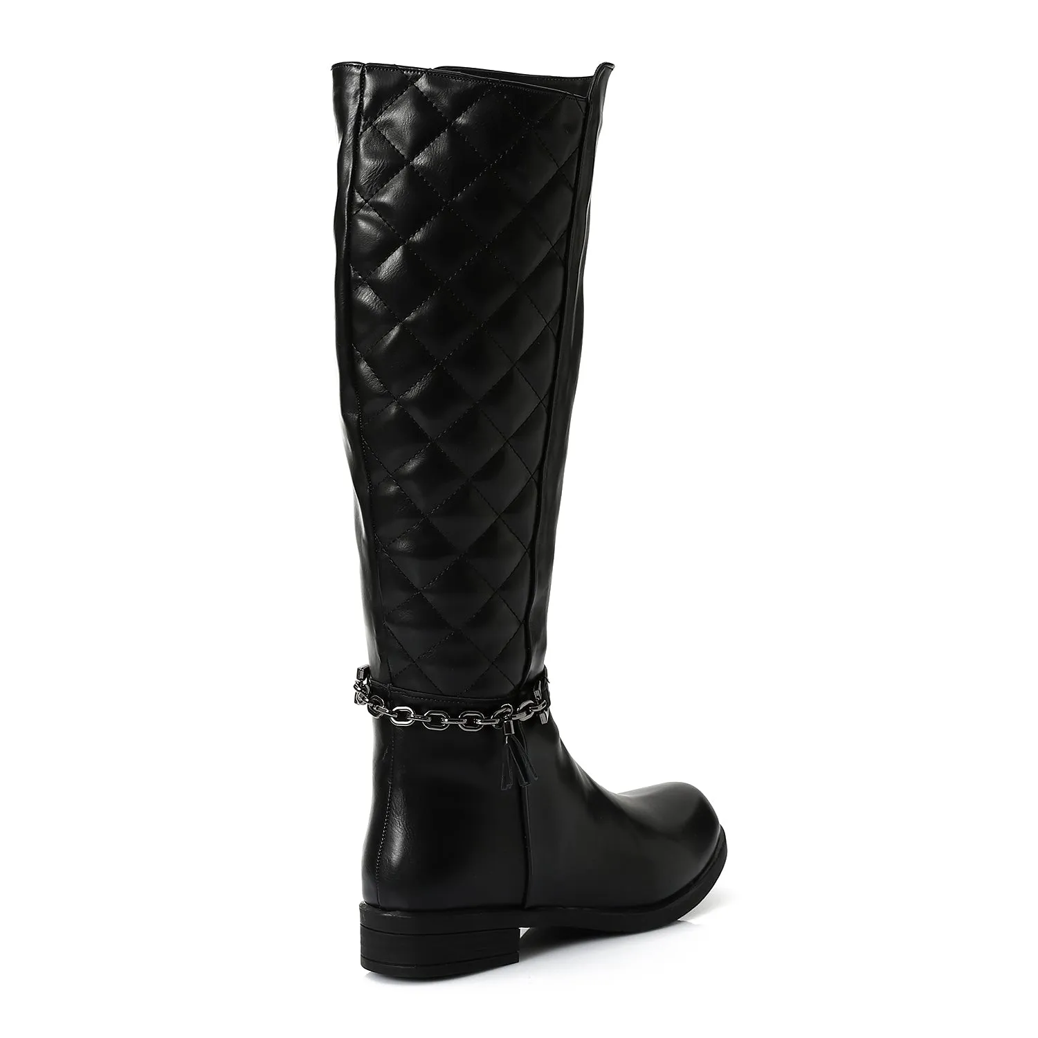 Daisy Street harness knee boots in black