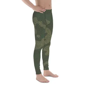 Dark Green Camo Men's Leggings, Camouflaged Military Print Best Designer Men's Leggings - Made in USA/EU/MX