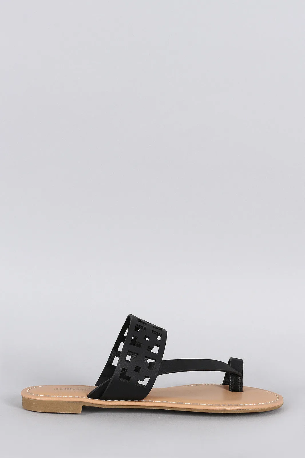 Dollhouse Asymmetrical Toe Ring Cutout Flat Sandal