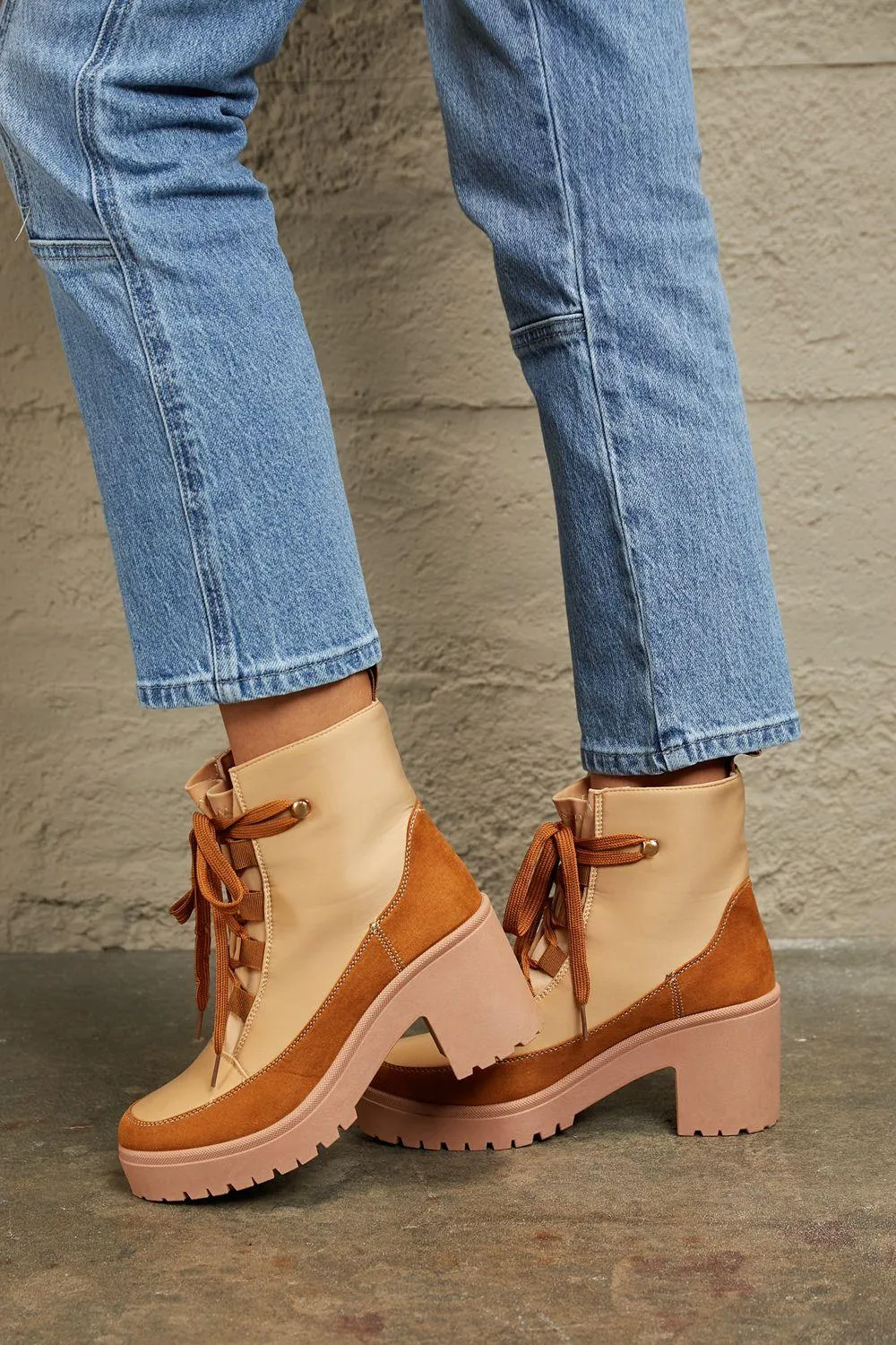 East Lion Corp Lace Up Lug Booties