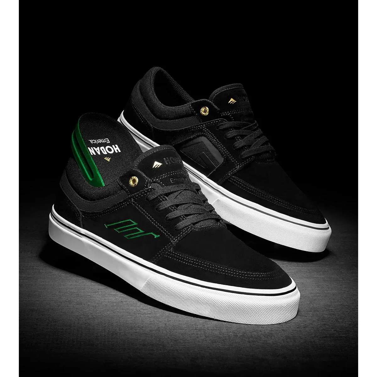 Emerica Hoban Black White Gold Skate Shoes