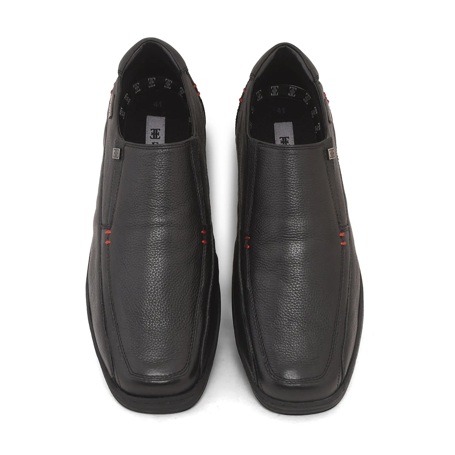 Ezok Black Leather Slipon Shoes