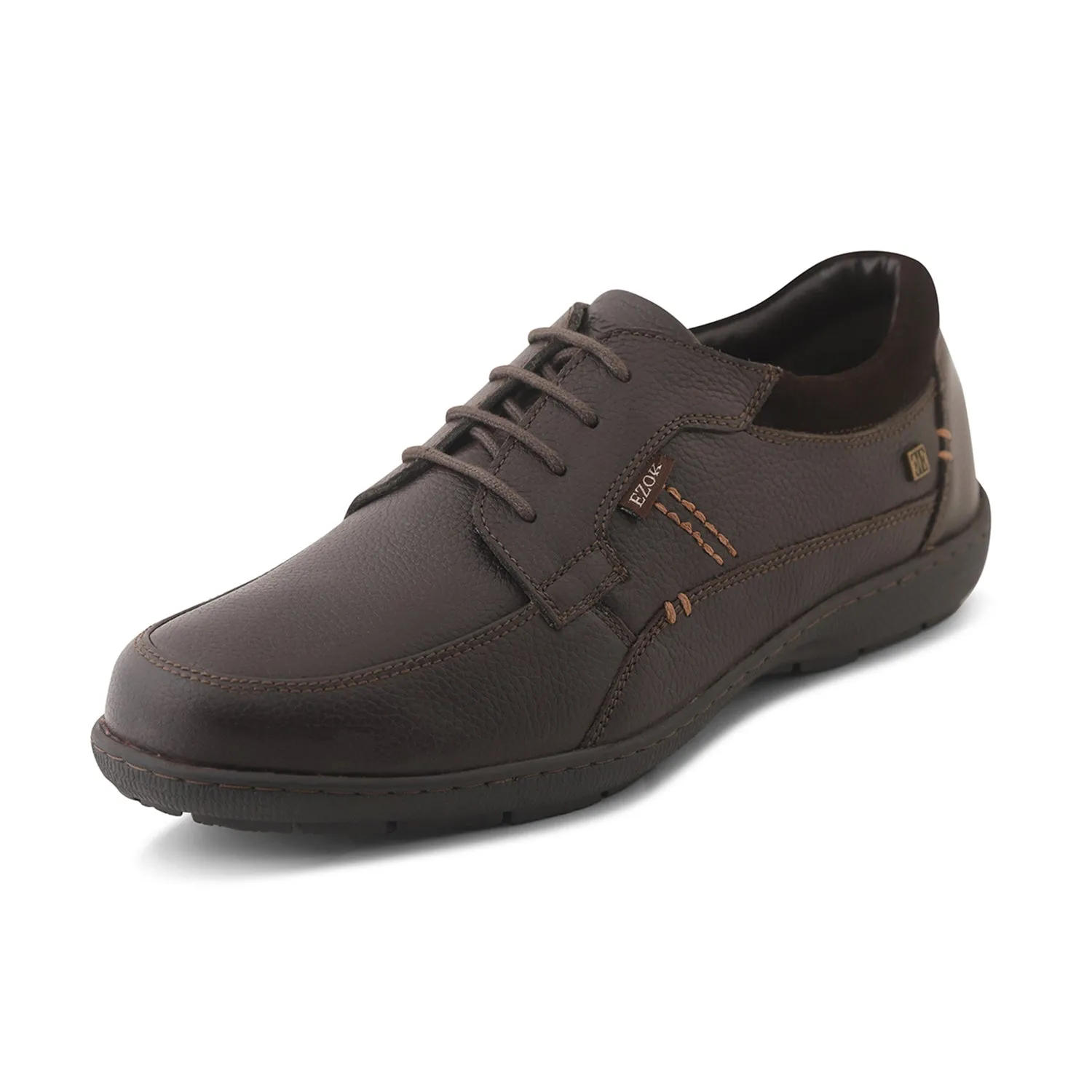 Ezok Men Brown Lace-Up Leather Shoes