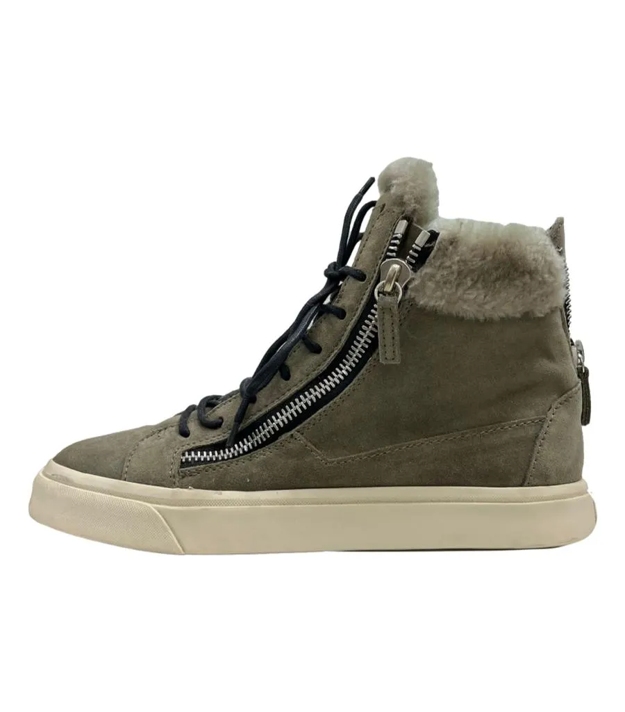 Giuseppe Zanotti Suede & Shearling High Tops. Size 41