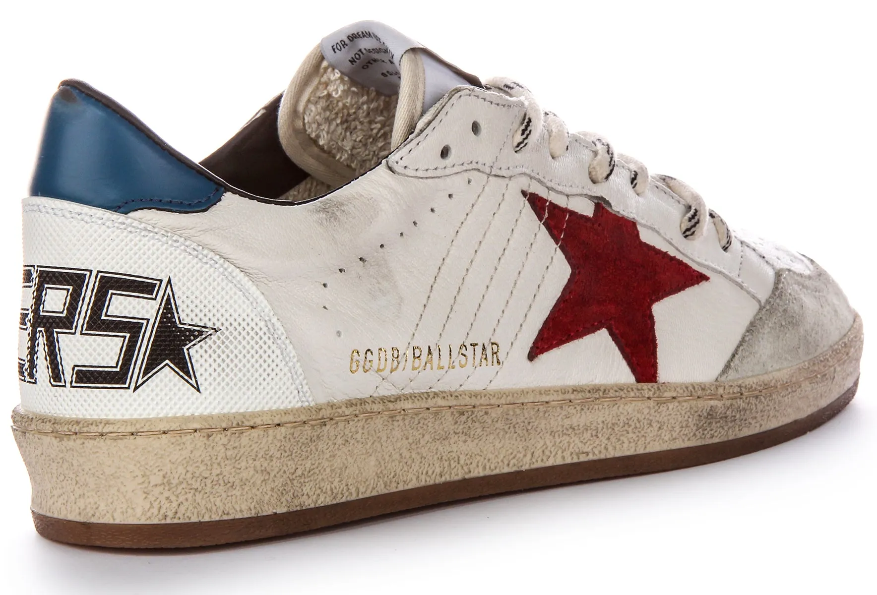 Golden Goose Ball Star In Wht Blu Red For Men