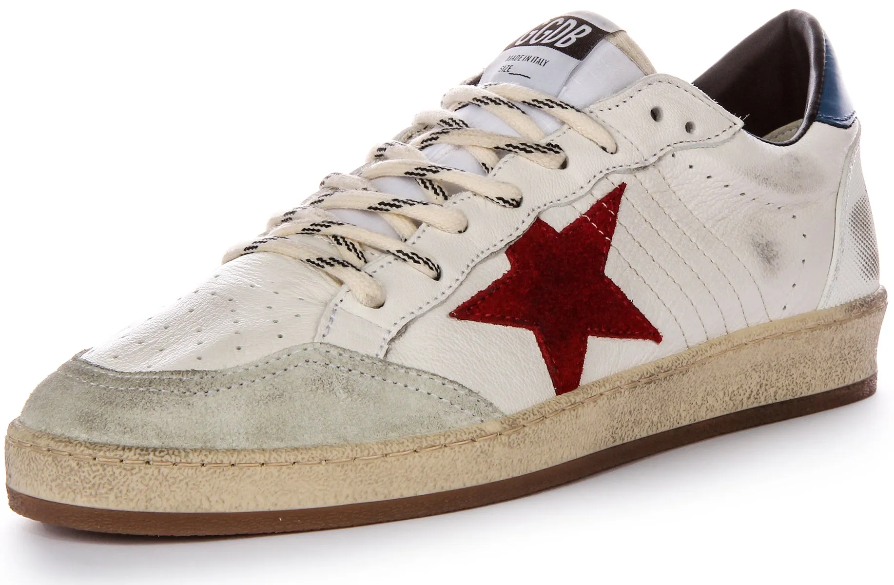 Golden Goose Ball Star In Wht Blu Red For Men