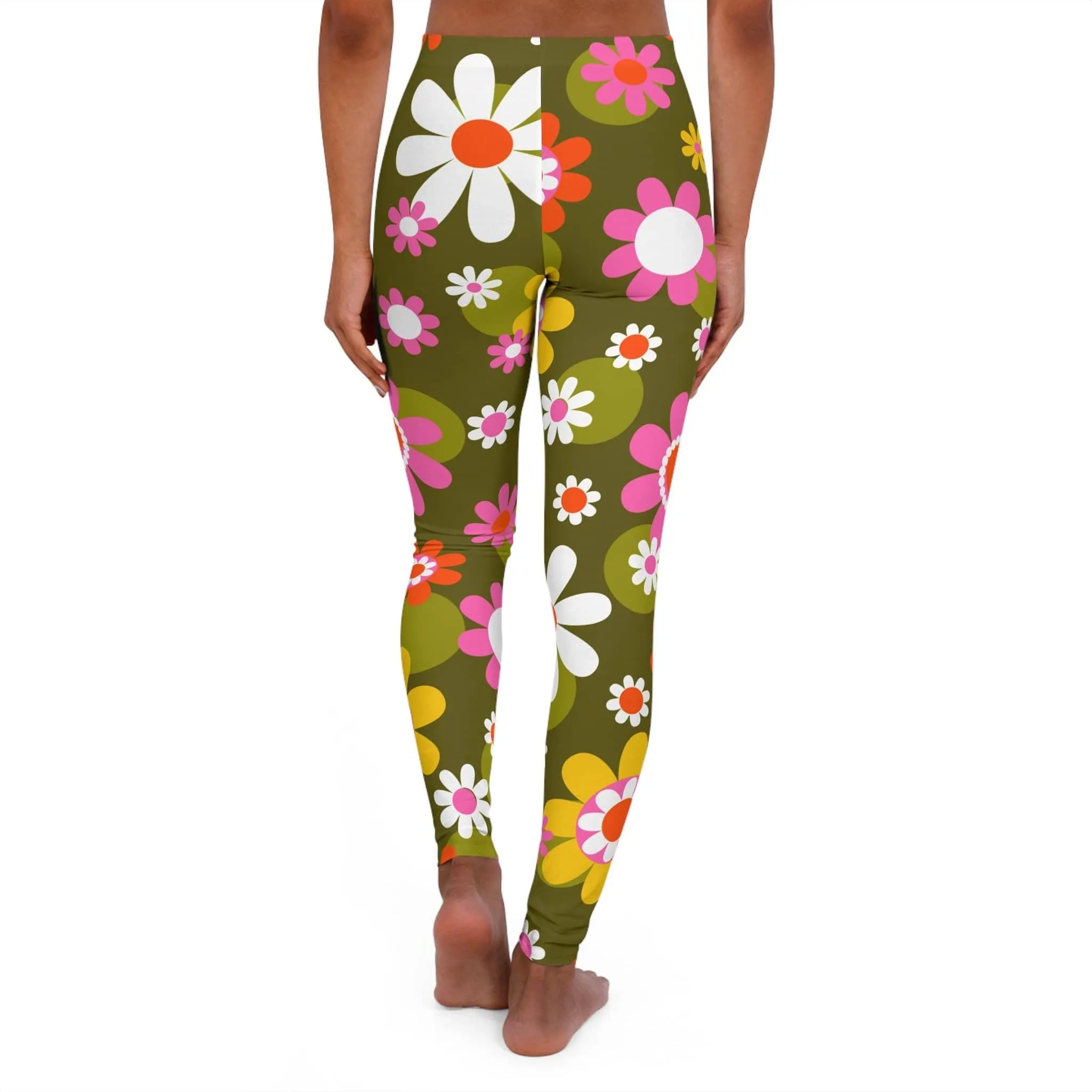 Groovy Hippie 70s Retro Daisy Flower Power Skinny Fit Leggings