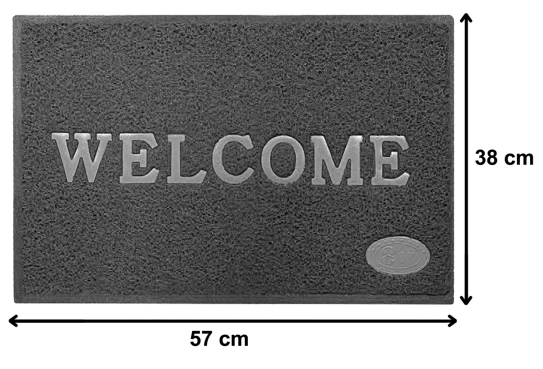 Heart Home Rubber Anti Slip Welcome Door Mat for Home Entrance, Office, Shop (Grey)-Pack of 2-HHEART15376