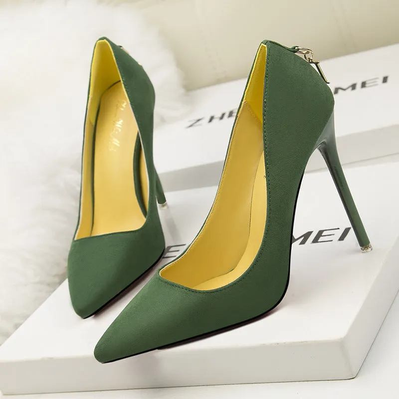 High-heeled Suede Shallow-mouth Pointed Shoes