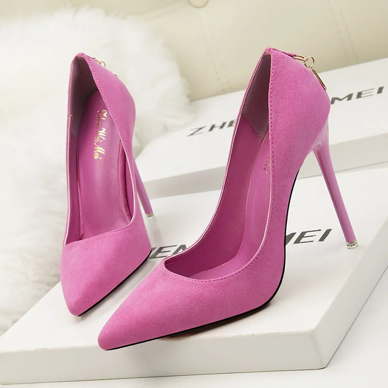 High-heeled Suede Shallow-mouth Pointed Shoes