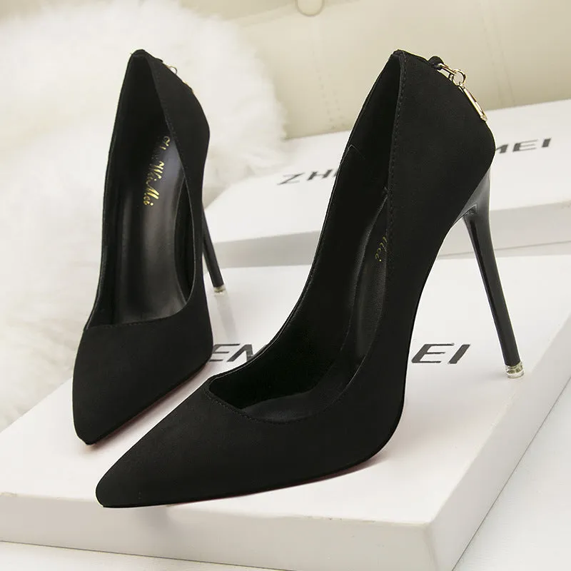 High-heeled Suede Shallow-mouth Pointed Shoes