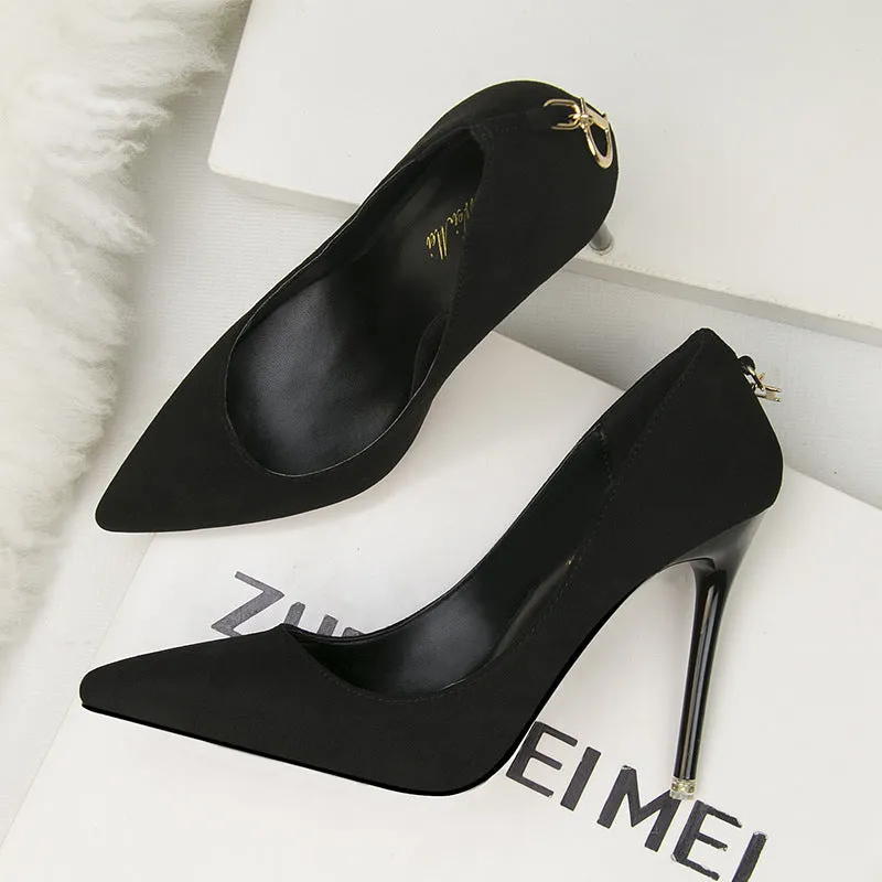 High-heeled Suede Shallow-mouth Pointed Shoes